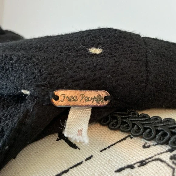 Free People Mini Dress Polka Dot Tie Neck Short Sleeve Black S - Picture 7 of 7